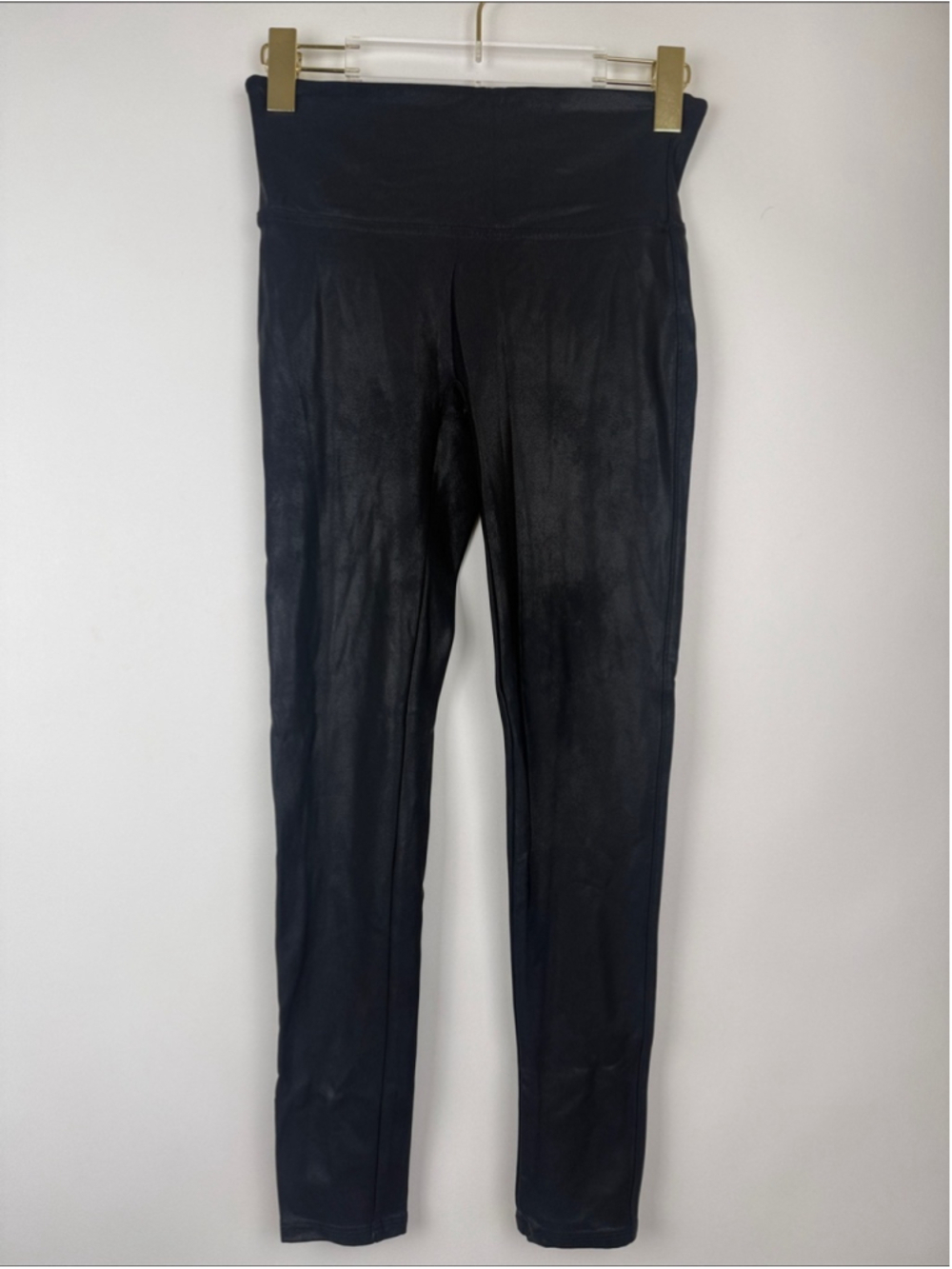 Spanx Black Faux Leather Smoothing Leggings Size Small